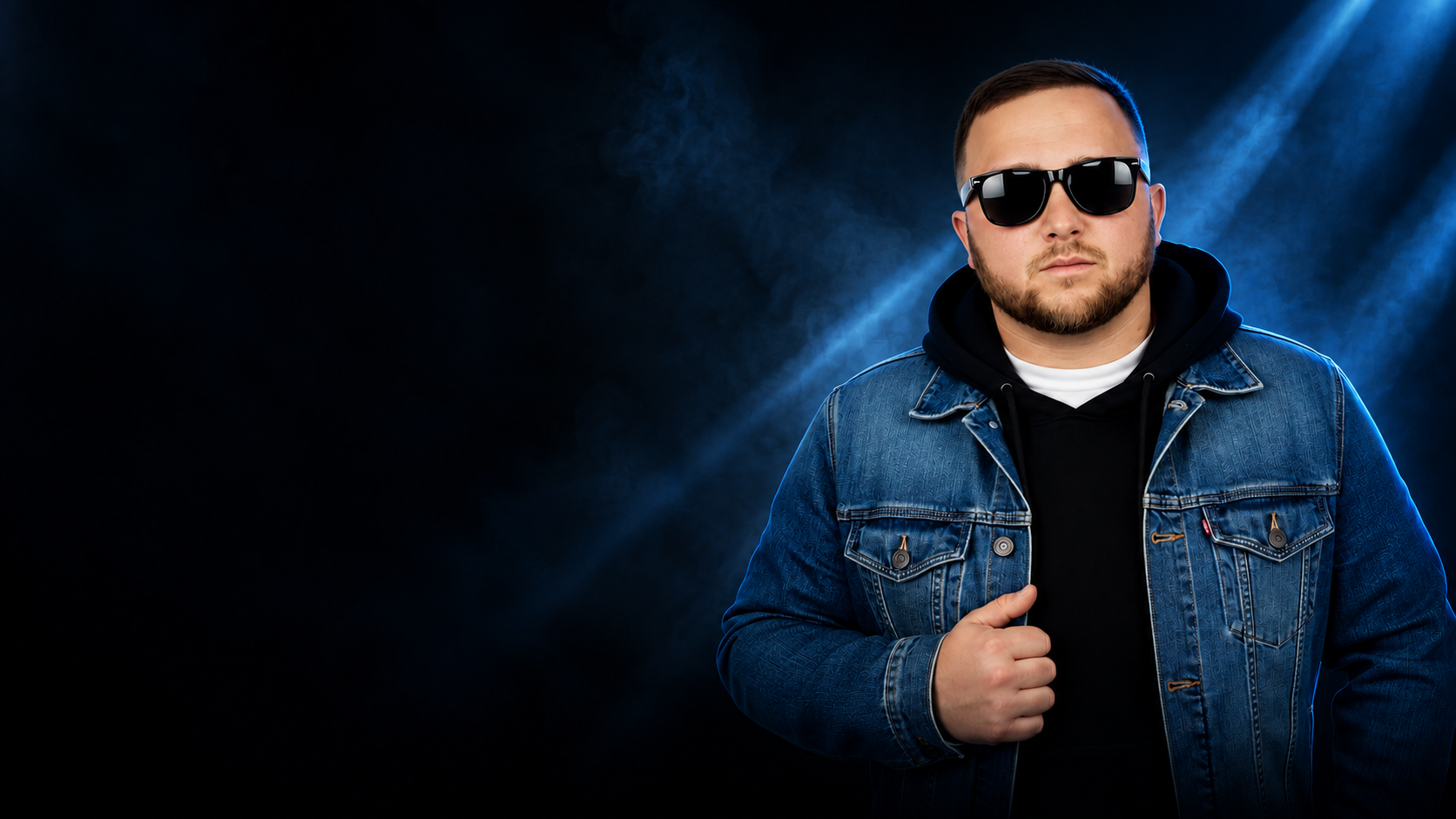 DJ Quigs in a denim jacket