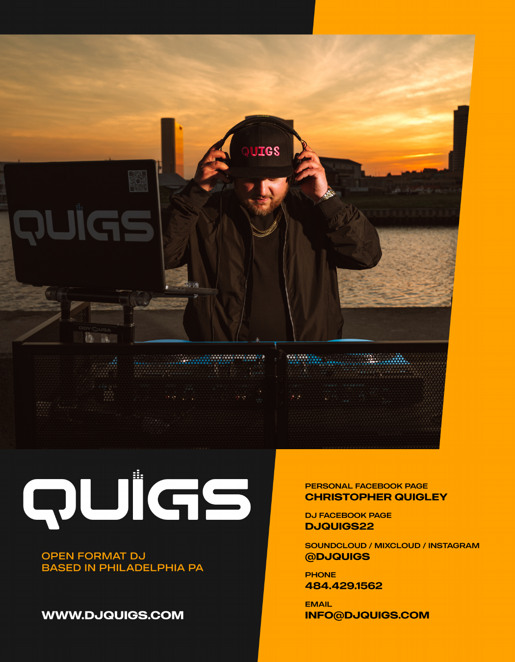 DJ Quigs performing outdoors in Philadelphia